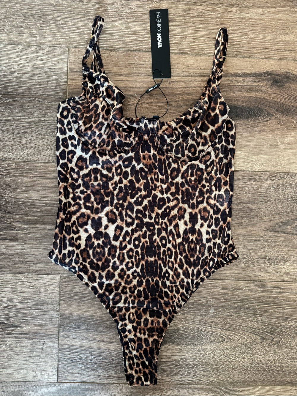 ⭐️NWT⭐️ Fashion Nova Dangerous Mami Leopard One-Piece Bodysuit Teddy
